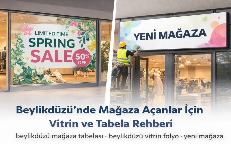 beylikdüzü mağaza vitrin tabela açılış folyo rehberi