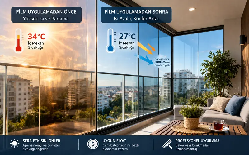 cam balkon filmi sera etkisi önleme güneş filmi uygulama