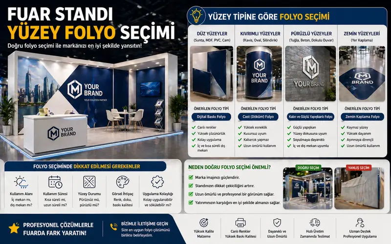 fuar standı folyo seçimi ahşap maxima stand high-tack uygulama teknik rehber