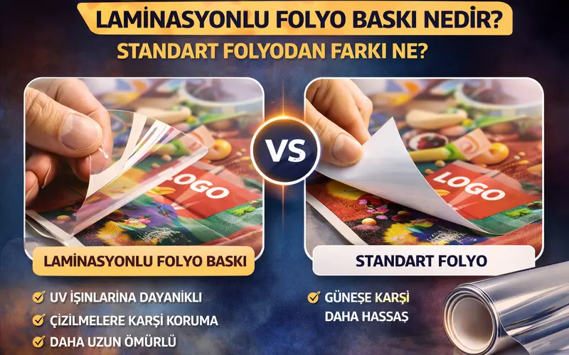 laminasyonlu folyo baskı nedir standart folyodan farkı mat parlak laminasyon